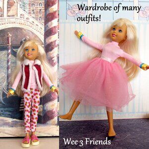 WEE 3 FRIENDS CLOTHES, PINK RAINCOAT, TUTU, TURTLENECK, VEST, LEGGINGS, SHOES +